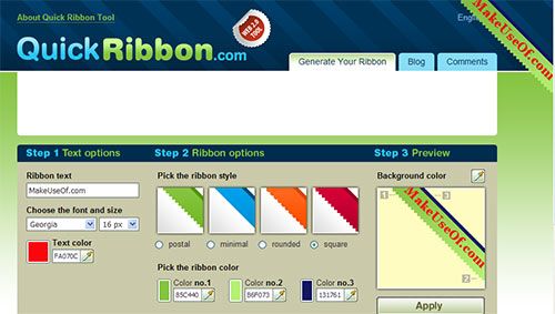 QuickRibbon - Website Ribbon Generator