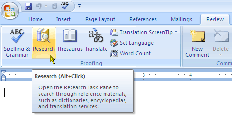How To Make Use Of Research Feature in Microsoft Word 2007