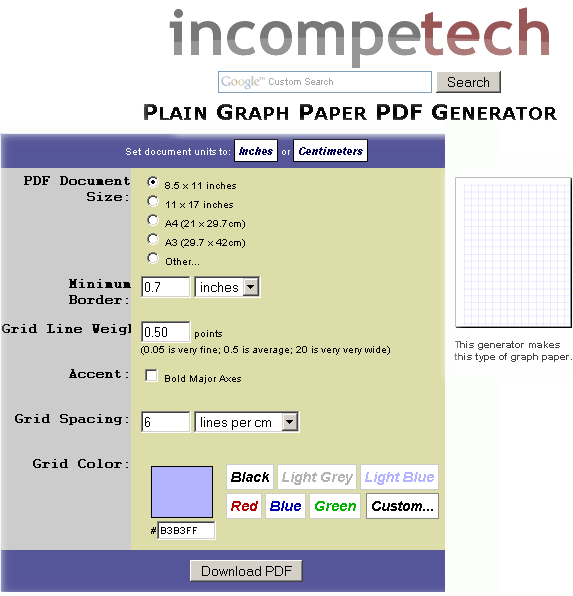 GraphPaper: Make Your Own Graph Paper Online