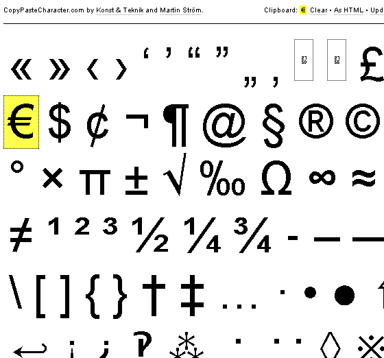 CopyPasteCharacter: Lists Common Cut And Paste Special Characters