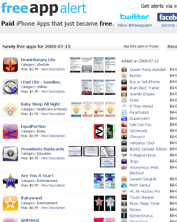 FreeAppAlert: Get Paid iPhone Apps For Free