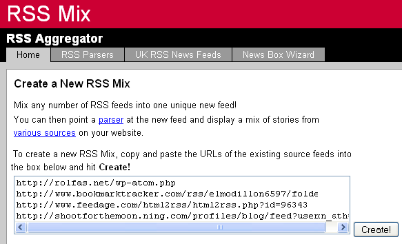 RSSMix: Merging Multiple RSS Feeds Into One Online