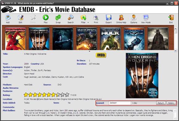 EMDB - Eric's Movie Database for All Your Video Organizing Needs (Windows)