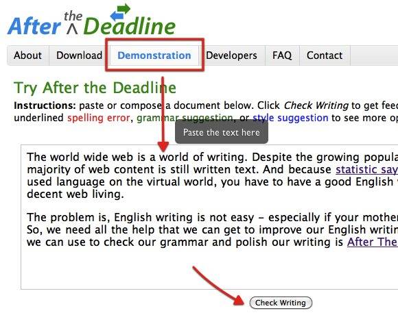 Check My Writing After The Deadline - Check Your Grammar & Polish Your Writing