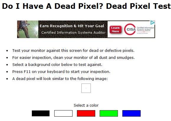 DoIHaveADeadPixel: Check Monitor for Defective Pixels