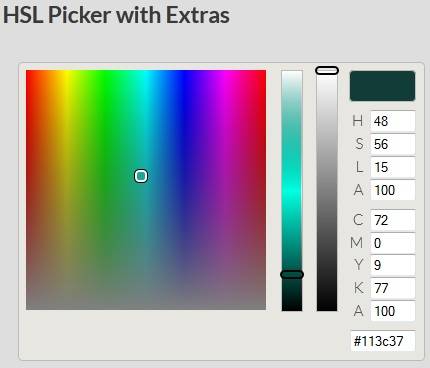 A Truly Scaleable RGB, HEX, HSL & CMYK Color Picker