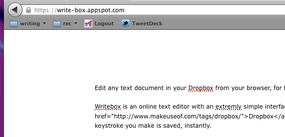 WriteBox: Online Text Editor That Connects To Dropbox