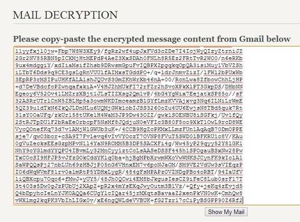 Вставка зашифрованного текста в SafeGmail