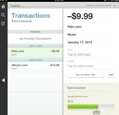 Mint.com On the iPad Makes It Easy To Track Your Spending