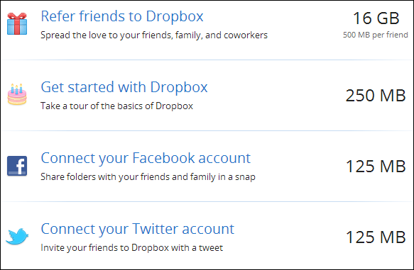 dropbox 5gb free space