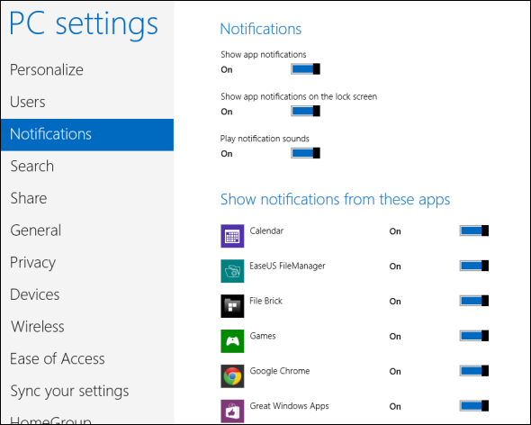 Managing Notifications in Windows 8