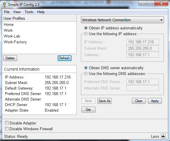 Create and Store Network Settings Profiles With Simple IP Config