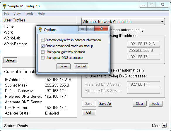 Create and Store Network Settings Profiles With Simple IP Config