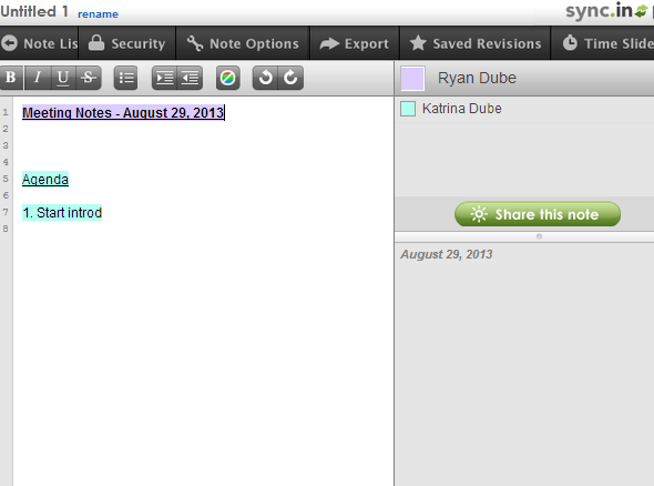 Collaborate And Edit Meeting Notes In Realtime Using Sync.in