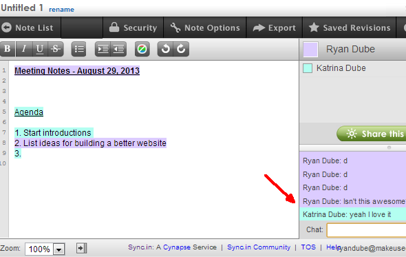 Collaborate And Edit Meeting Notes In Realtime Using Sync.in