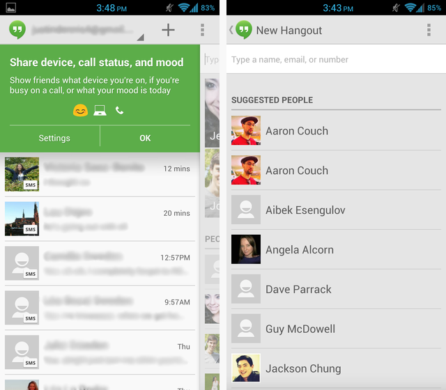 Android Messaging App Faceoff: Google Hangouts vs. Facebook Messenger