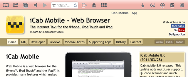ICab hiding toolbars