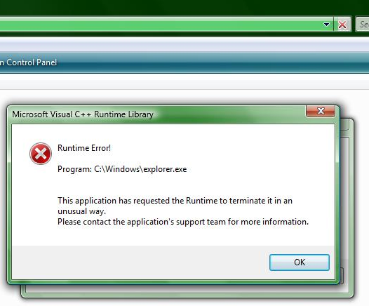Visual c windows 11 2010. Runtime Error c Windows Explorer.exe. Microsoft Visual c++ runtime Library. Переустановка виндовс визуал 2013. Удаление Microsoft Visual при установке игры.