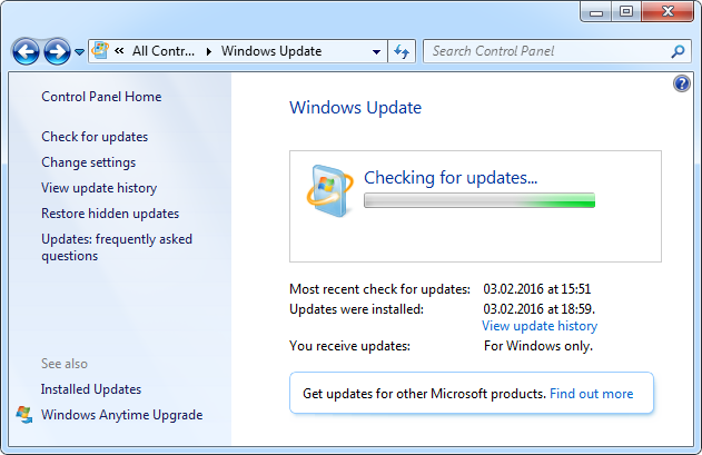 Windows update. Check for updates.