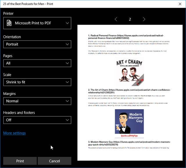 How to Print Web Pages to PDF With Microsoft Edge