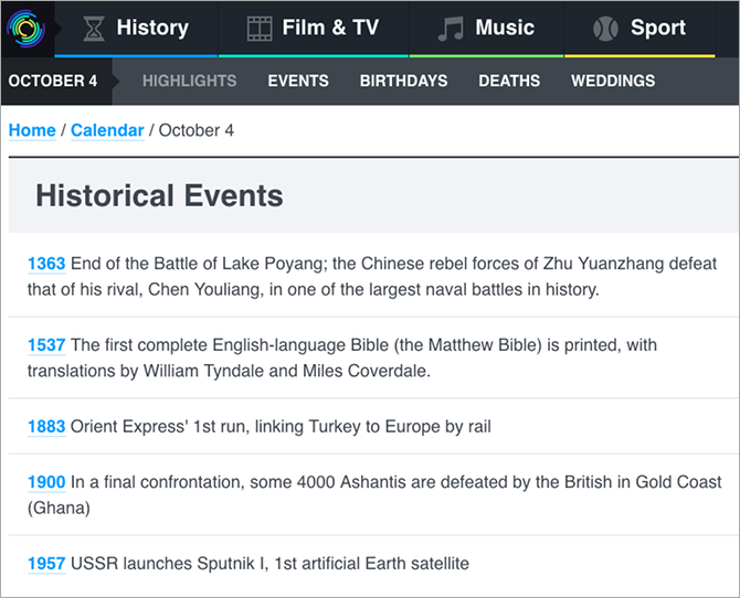 See Every Historical Event That Occured on Any Given Day
