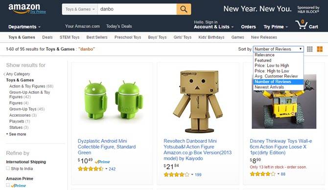 How to Sort Amazon Search Results by Number of Reviews