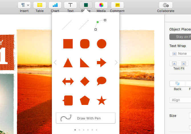 pages draw options