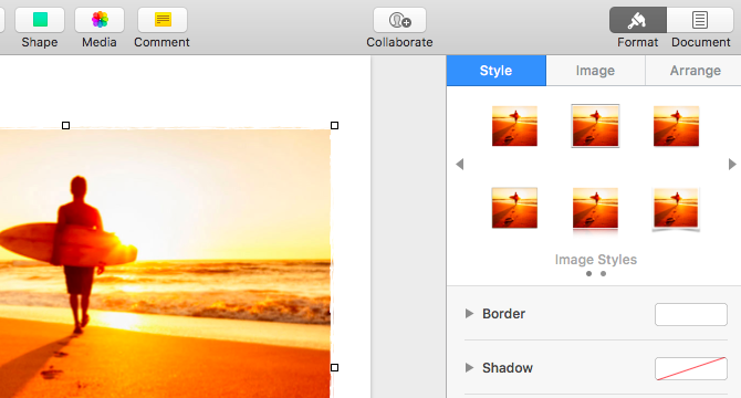 pages open format menu