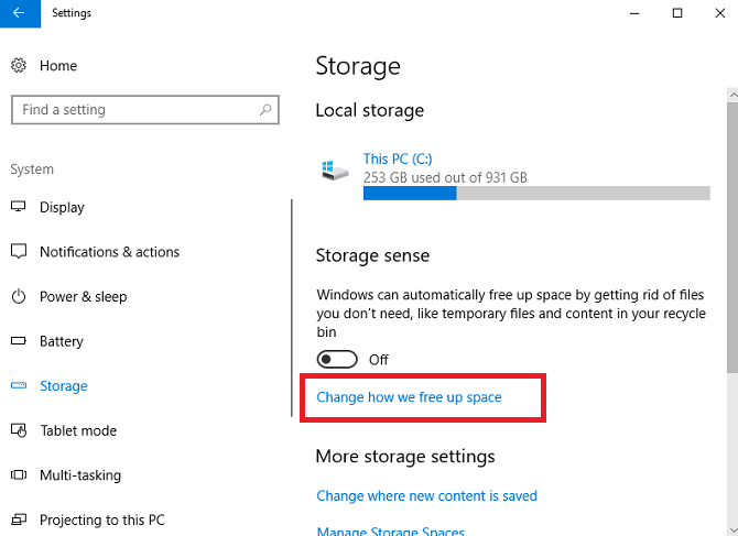 Automatically Free Up Disk Space with Windows 10 Storage Sense