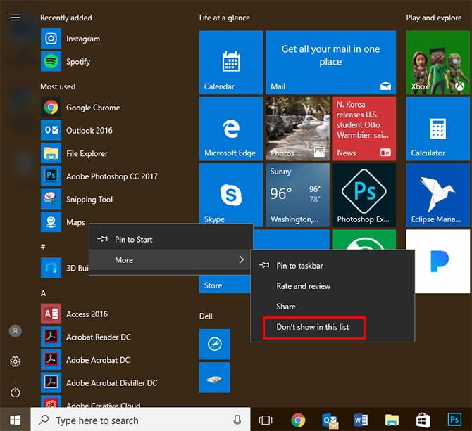 How to Remove "Most Used Apps" From Windows 10 Start Menu