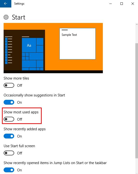 How to Remove "Most Used Apps" From Windows 10 Start Menu