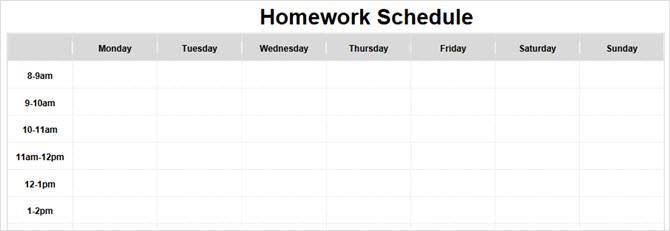 Homework Schedule Example 15 Checklist, Schedule, and Planner Templates for Students