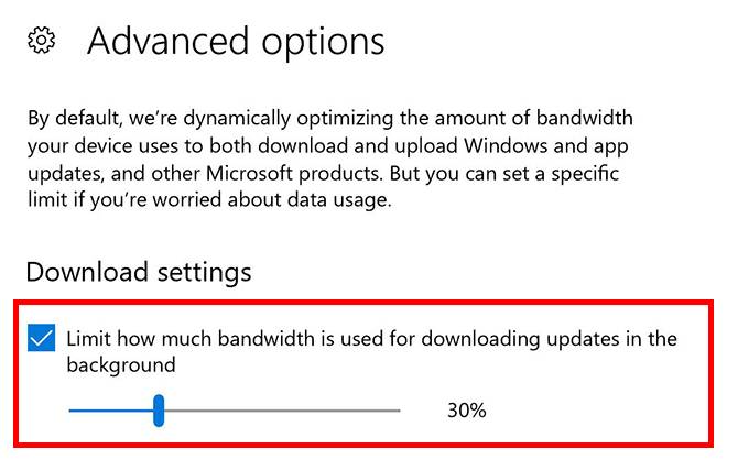 How to Limit the Bandwidth Allowed for Updates in Windows 10