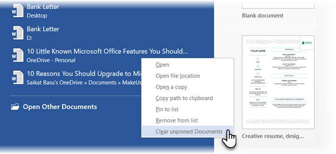 How to Clear Recent Documents History in Microsoft Word