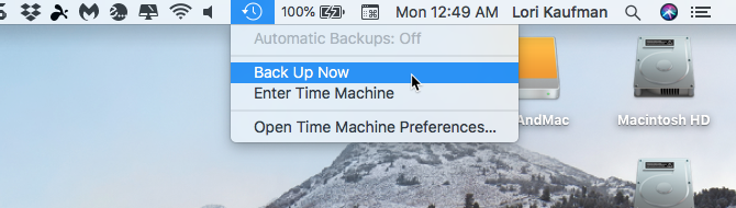 Select Back Up Now