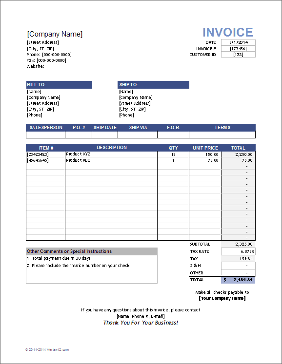 Microsoft excel invoice template mac free