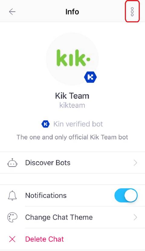 click on vertical ellipsis to block kik users
