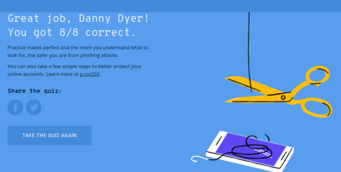 google phishing quiz results