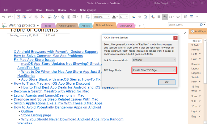 How to Create a Personal Wiki Using Microsoft OneNote