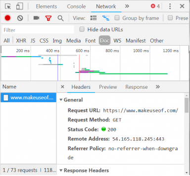 Inspect web request using Google Chrome
