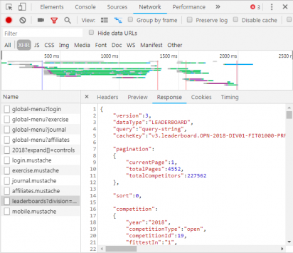 Inspect web response JSON using Google Chrome