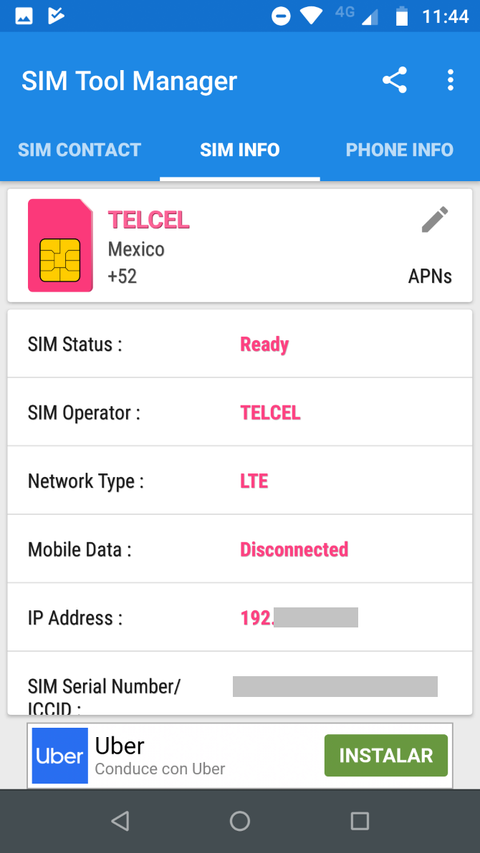 sim tool manager app info