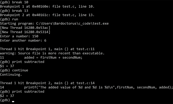 Using a command line debugger