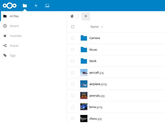 Nextcloud user interface