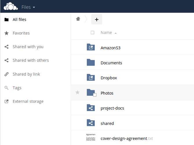 ownCloud user interface