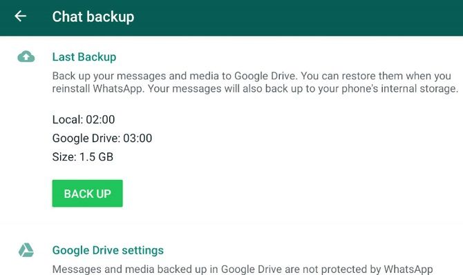 WHATSAPP создание резервной копии.