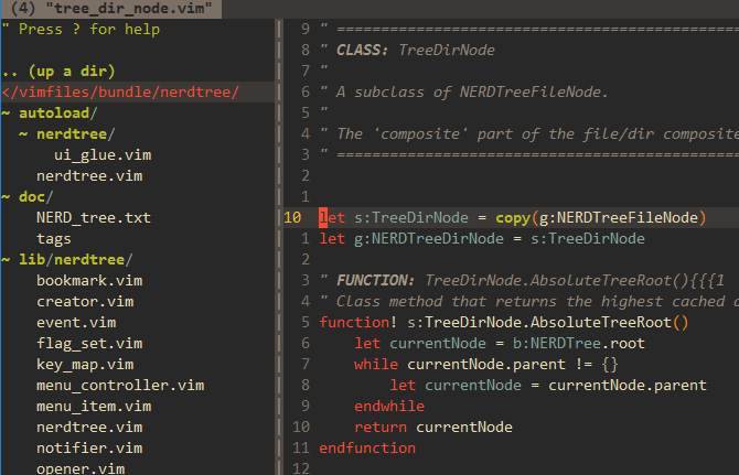 NERDTree running in Vim