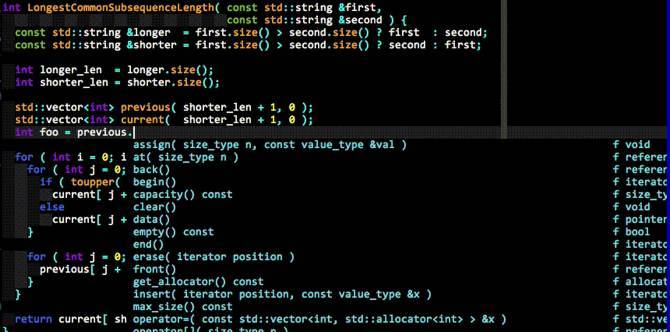 Autocompletion in YouCompleteMe