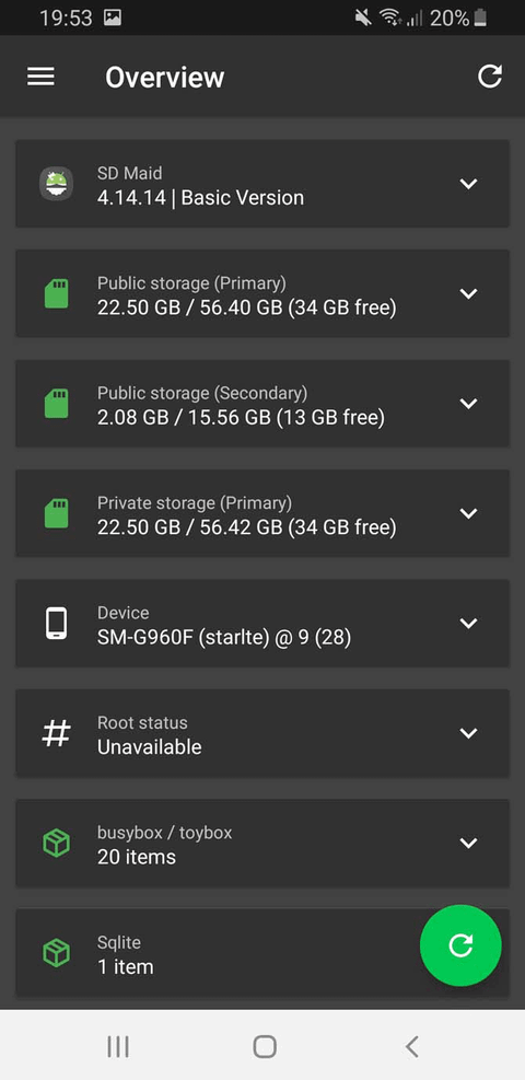 Android Cleaner Apps SD Maid Information Screen