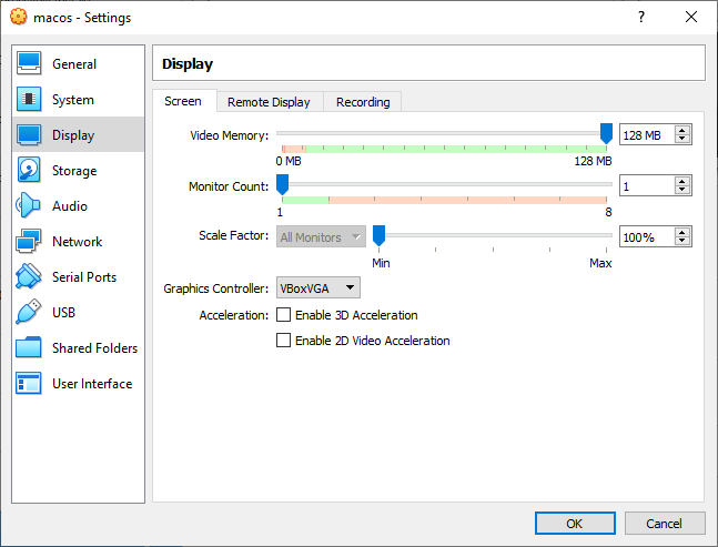 macos virtual machine set video memory